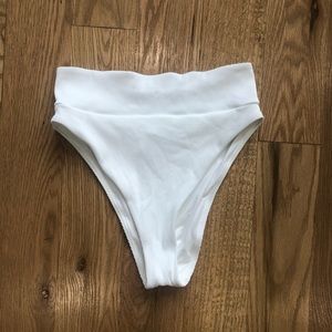 Aerie Ribbed High Cut Cheeky Bikini Bottom White